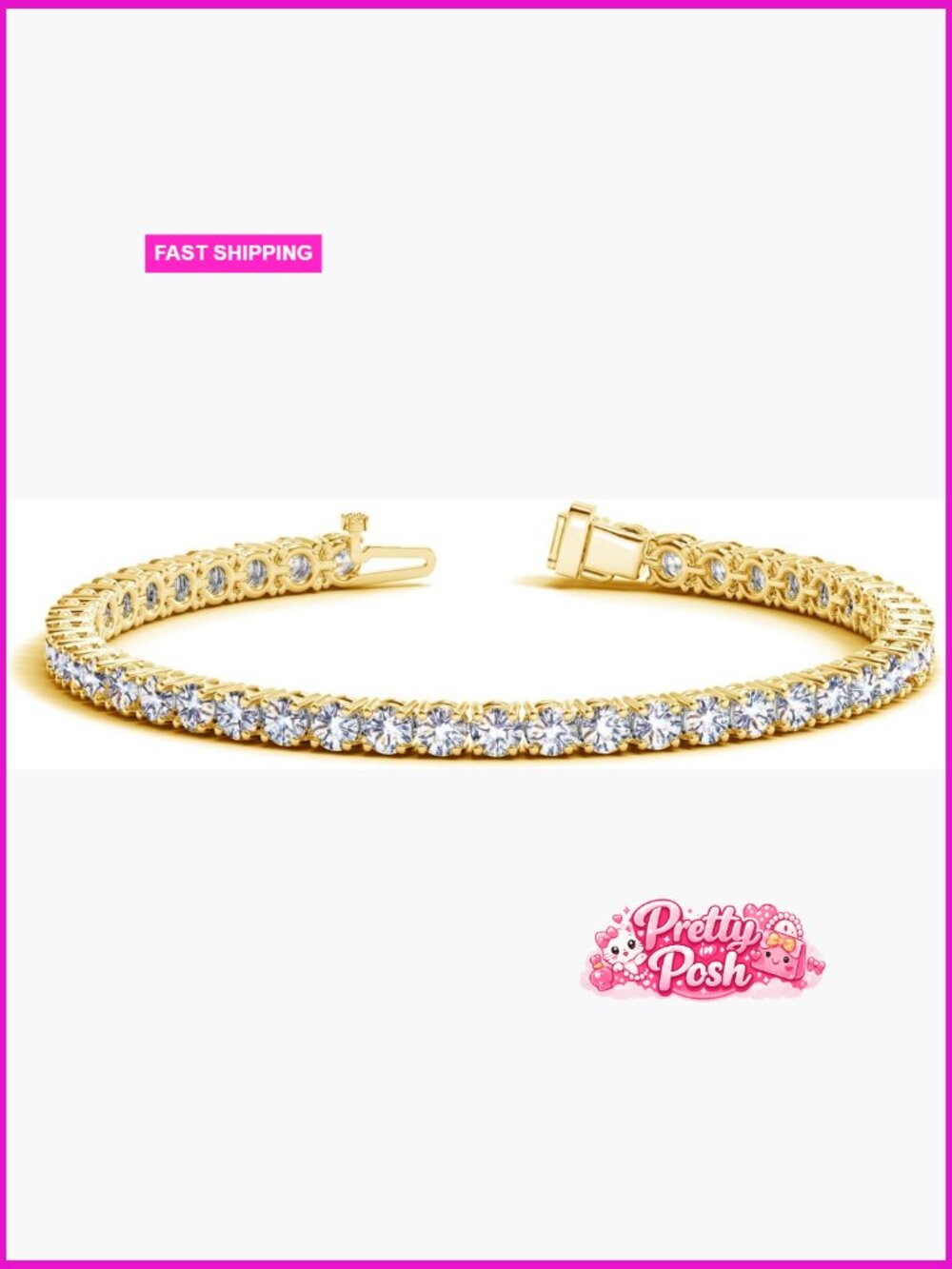 Lab Grown Diamond Tennis Bracelet 14K White Gold 4-Prong Setting E-F VS2-SI1